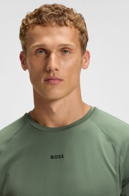 Active slim-fit T-shirt with decorative reflective details, Green