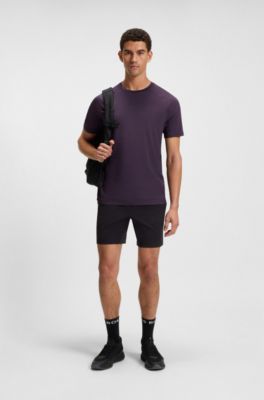 Active slim-fit T-shirt with decorative reflective details, Dark Purple
