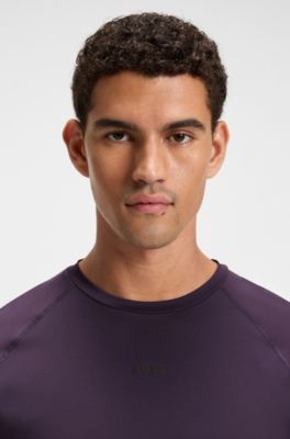 Active slim-fit T-shirt with decorative reflective details, Dark Purple