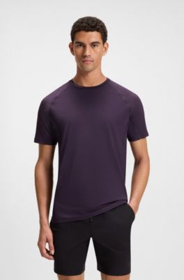 Active slim-fit T-shirt with decorative reflective details, Dark Purple