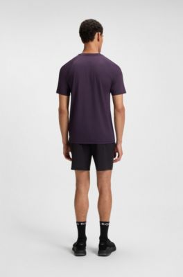 Active slim-fit T-shirt with decorative reflective details, Dark Purple