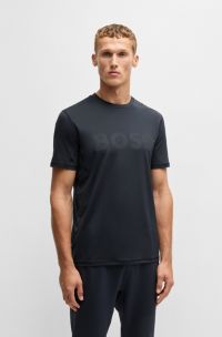 T-shirt slim fit dinamica con sistema di gestione dell'umidità, Blu scuro