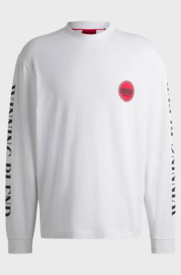 Relaxed-fit T-shirt in cotton with racing prints, White