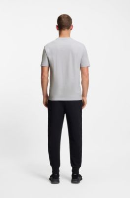 Cotton-jersey T-shirt with double logo artwork, Light Grey