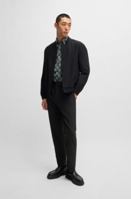 Modern-fit broek van hoogwaardige stretchtwill, Zwart