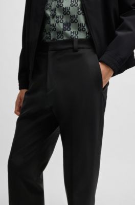 Modern-fit broek van hoogwaardige stretchtwill, Zwart