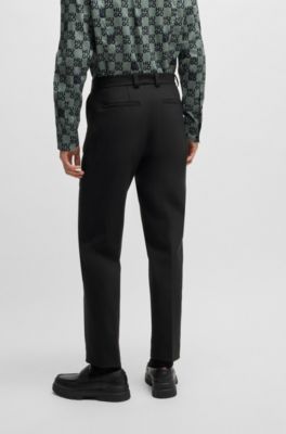 Modern-fit broek van hoogwaardige stretchtwill, Zwart