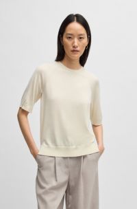 Pull Relaxed en laine, soie et cachemire, Naturel