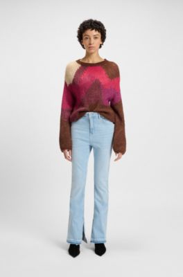 Knitted sweater with landscape-inspired pattern, Patterned