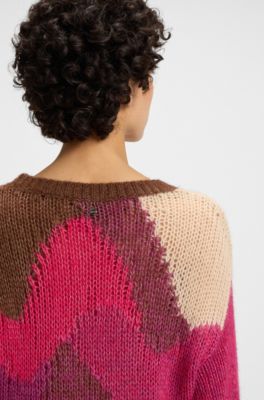 Knitted sweater with landscape-inspired pattern, Patterned