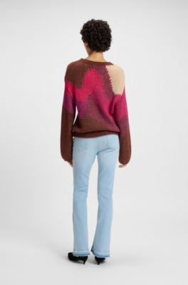 Knitted sweater with landscape-inspired pattern, Patterned