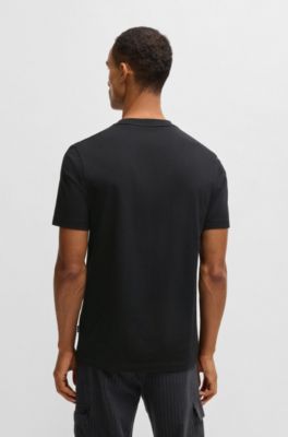 Cotton-jersey regular-fit T-shirt with script logo, Black