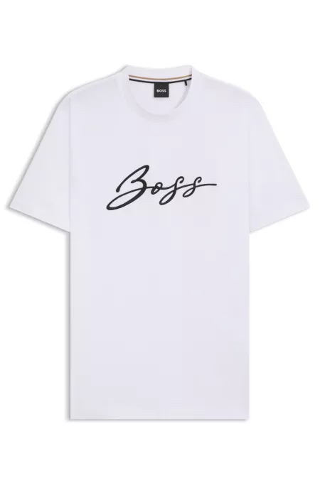 Cotton-jersey regular-fit T-shirt with script logo
