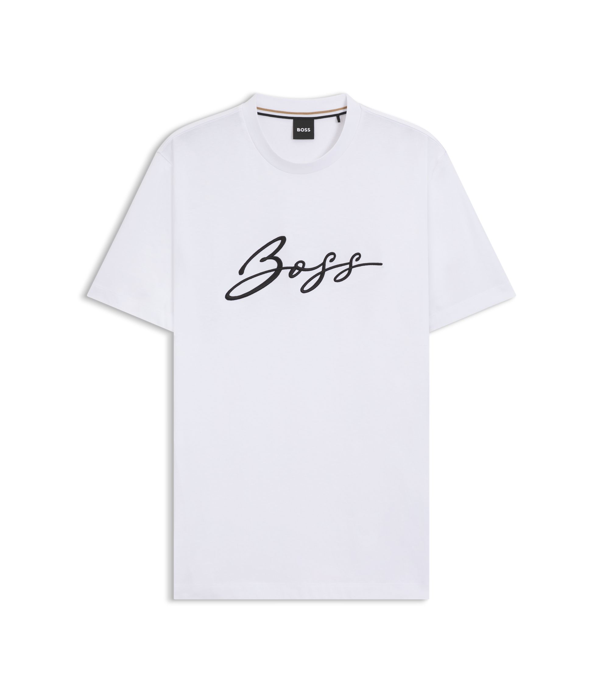 BOSS - Cotton-jersey regular-fit T-shirt with script logo - White