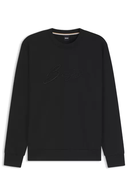 Cotton-terry relaxed-fit sweatshirt with script logo