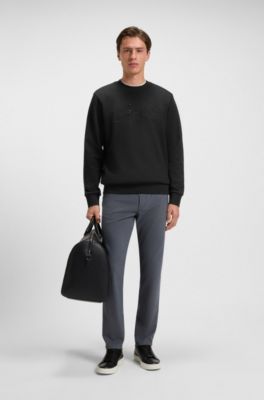 Cotton-terry relaxed-fit sweatshirt with script logo, Black