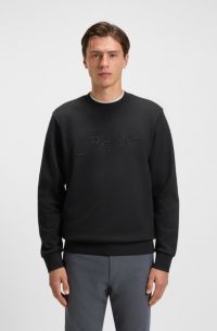 Cotton-terry relaxed-fit sweatshirt with script logo, Black