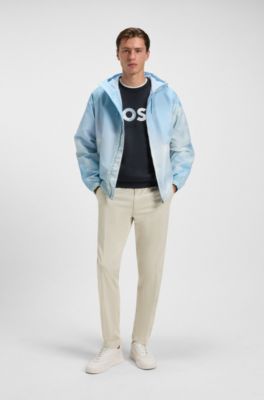 Cotton-terry relaxed-fit sweatshirt with script logo, Dark Blue