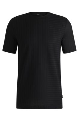 BOSS シルケットコットン Tシャツ ミックスストライプ BOSS - シルケットコットン Tシャツ ミックスストライプ - ブラック