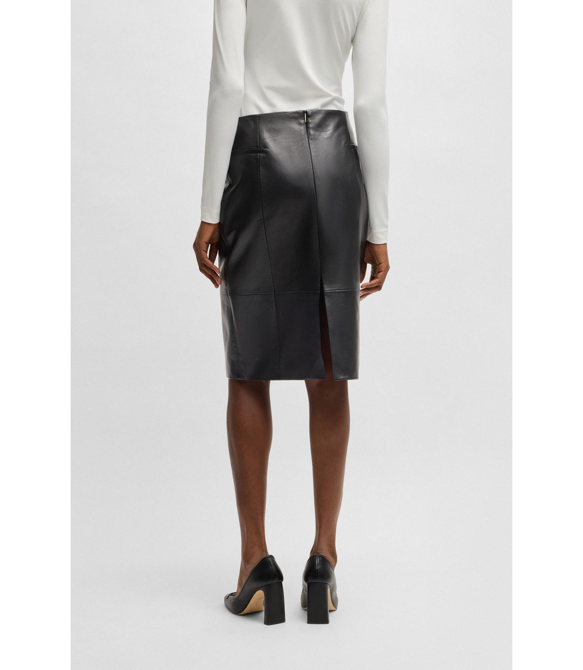 Stylish Black Leather Skirts Collection for Women by HUGO BOSS