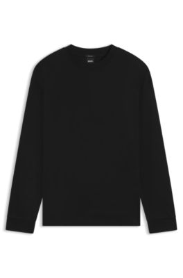 Relaxed-fit long-sleeved T-shirt in mercerised cotton, Black