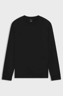 Relaxed-fit long-sleeved T-shirt in mercerised cotton, Black