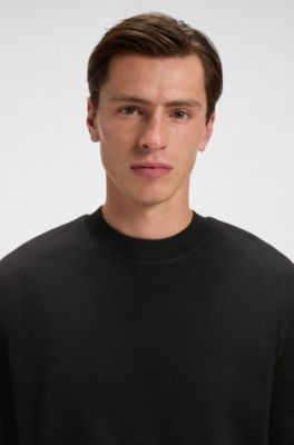 Relaxed-fit long-sleeved T-shirt in mercerised cotton, Black