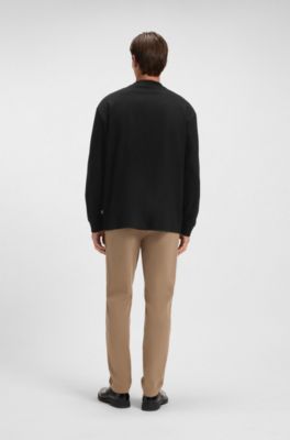 Relaxed-fit long-sleeved T-shirt in mercerised cotton, Black