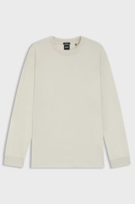 Relaxed-fit long-sleeved T-shirt in mercerised cotton, Natural