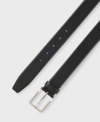 Italian-leather belt with logo-engraved gunmetal buckle, Black