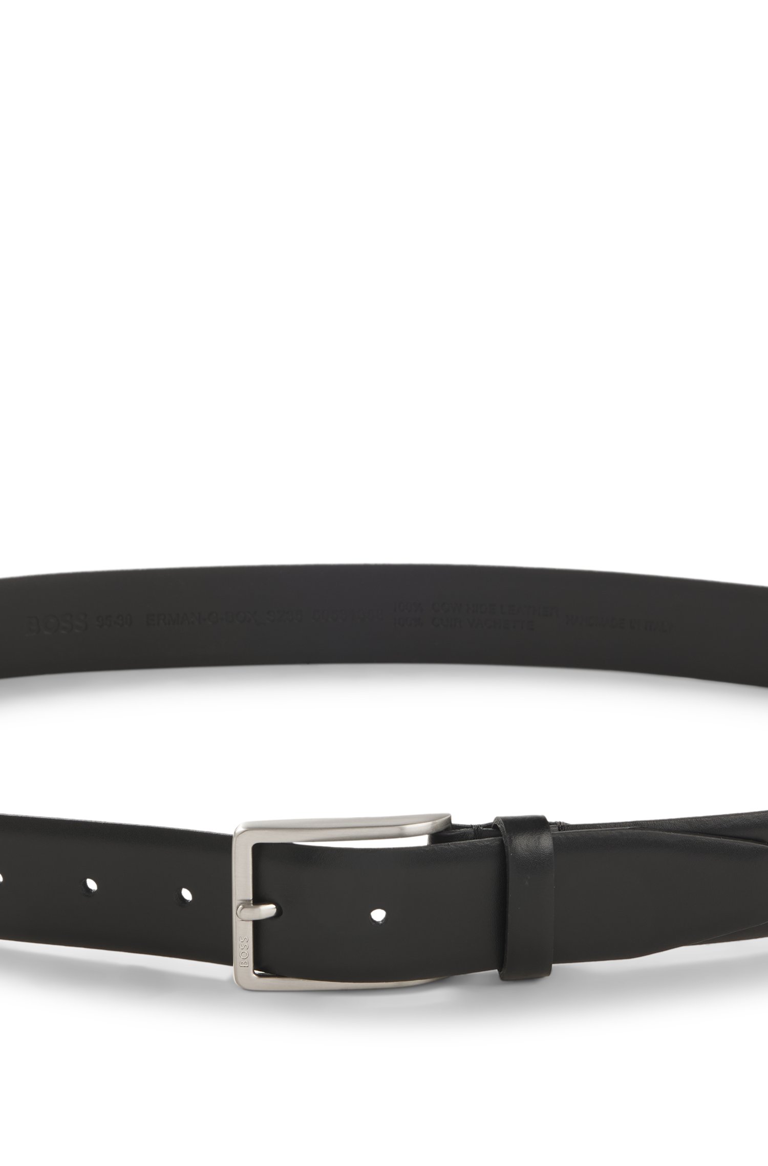 Boss Italian-leather belt with logo-engraved gunmetal buckle skärp & hängslen herr – bild 3
