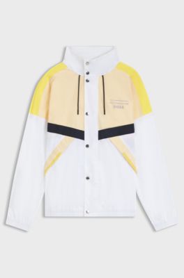 Porsche x BOSS water-repellent jacket with colour-blocking, White / Yellow