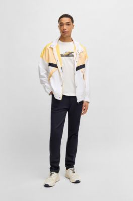 Porsche x BOSS water-repellent jacket with colour-blocking, White / Yellow
