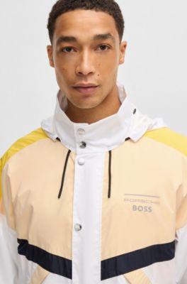 Porsche x BOSS water-repellent jacket with colour-blocking, White / Yellow