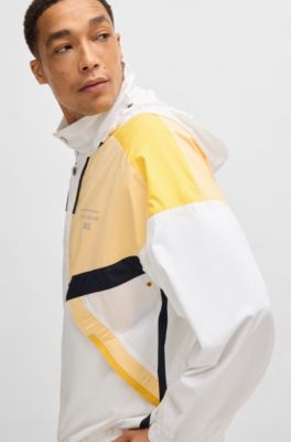 Porsche x BOSS water-repellent jacket with colour-blocking, White / Yellow