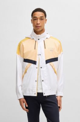 Porsche x BOSS water-repellent jacket with colour-blocking, White / Yellow