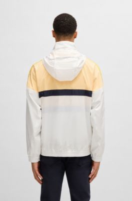 Porsche x BOSS water-repellent jacket with colour-blocking, White / Yellow