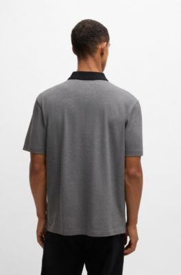 i*e様 BOSS ポロシャツ ベージュ M BOSS - シルケットコットン ポロシャツ スクリプトロゴ - グレー