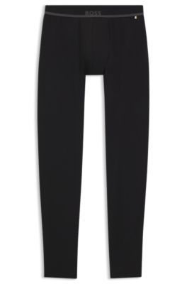 Stretch-cotton long johns with logo waistband, Black