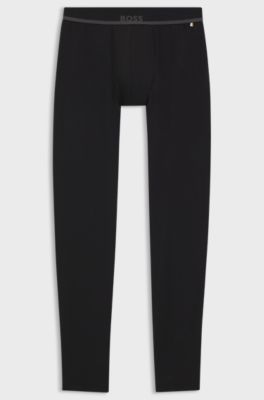 Stretch-cotton long johns with logo waistband, Black
