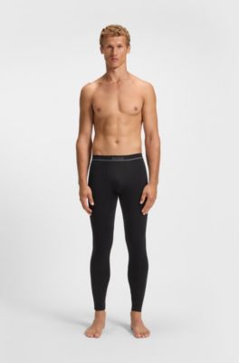 Stretch-cotton long johns with logo waistband, Black