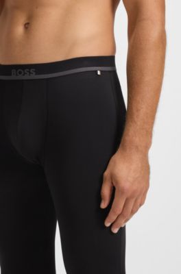 Stretch-cotton long johns with logo waistband, Black