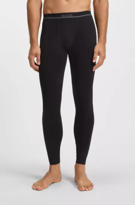 Stretch-cotton long johns with logo waistband
