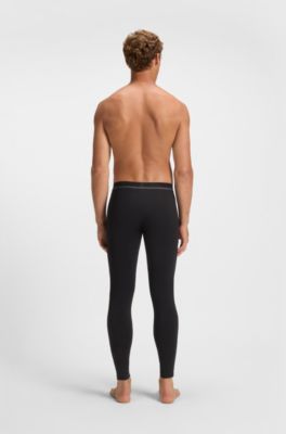 Stretch-cotton long johns with logo waistband, Black