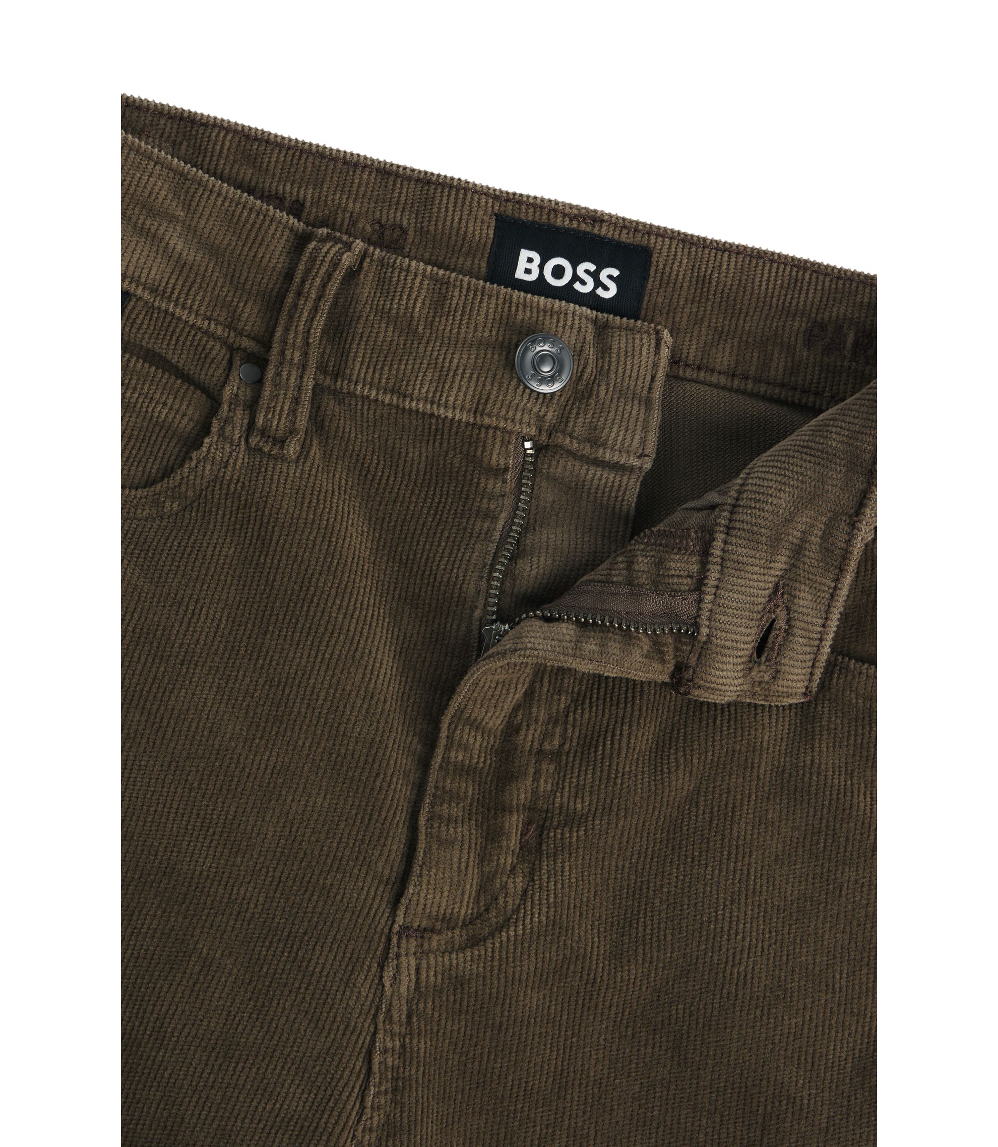 BOSS Straight-fit jeans in brown comfort-stretch corduroy Dark