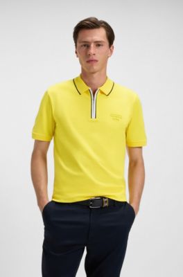 Porsche x BOSS stretch-cotton polo shirt, Yellow