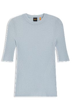 Rib-knit sweater in a wool blend