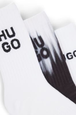 HUGO Threepack of shortlength socks with logo details