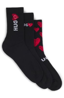Hugo Boss Paquete de tres pares de calcetines cortos con motivos de corazón