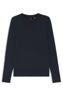 Knit sweater with rolled edges, Dark Blue